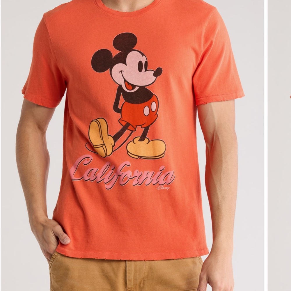 Disney Men's Orange Mickey Mouse T-Shirt
